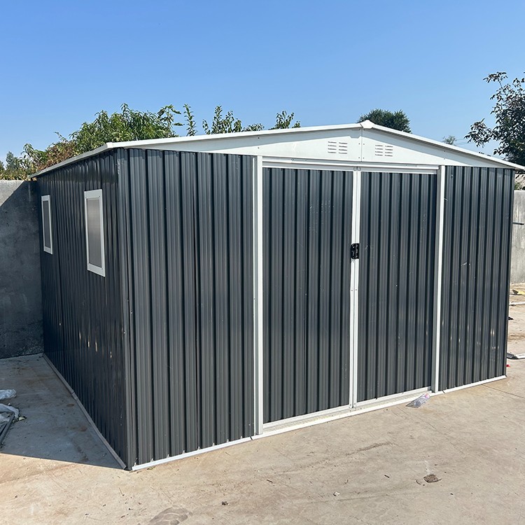 metal shed with windows