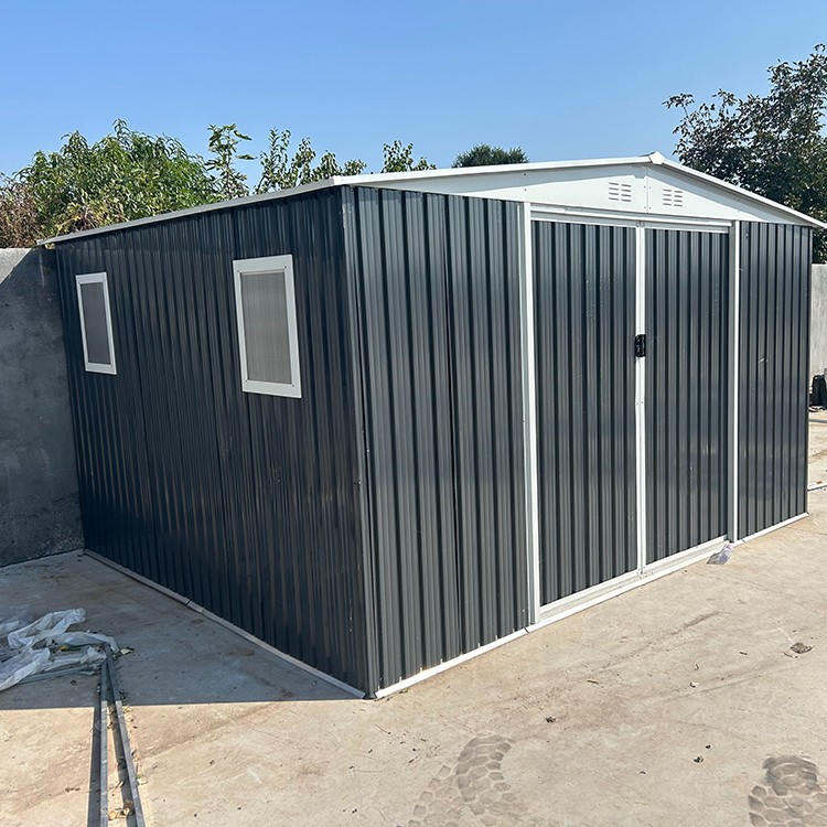 metal storage shed with windows